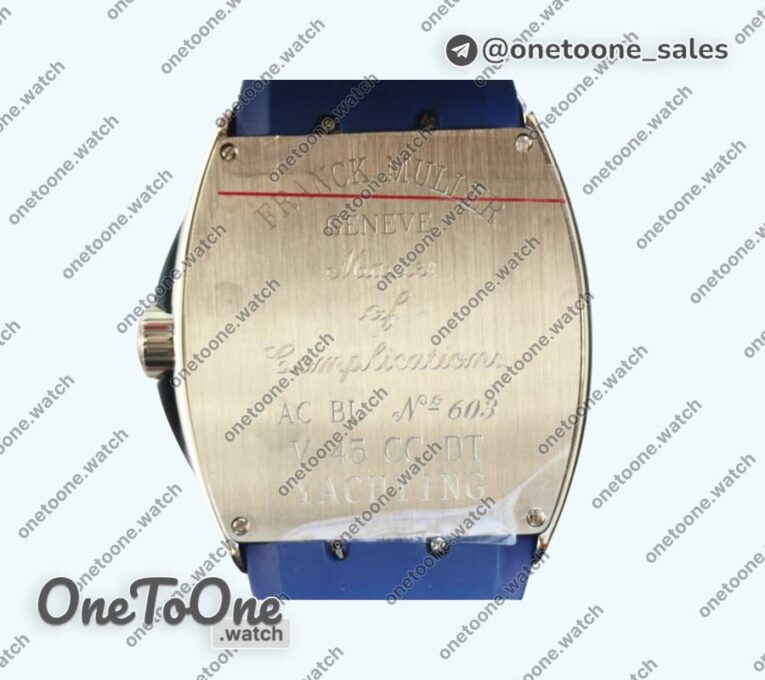 Реплика часов Franck Muller Vanguard V45 Stainless steel Top-tier Копия один в один Blue Textured Dial on Blue Rubber Strap MIYOTA 9015