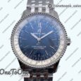 Реплика часов Breitling Navitimer 1 Stainless steel 38mm Top-tier Копия один в один White Bezel Blue Dial Stainless steel Bracelet