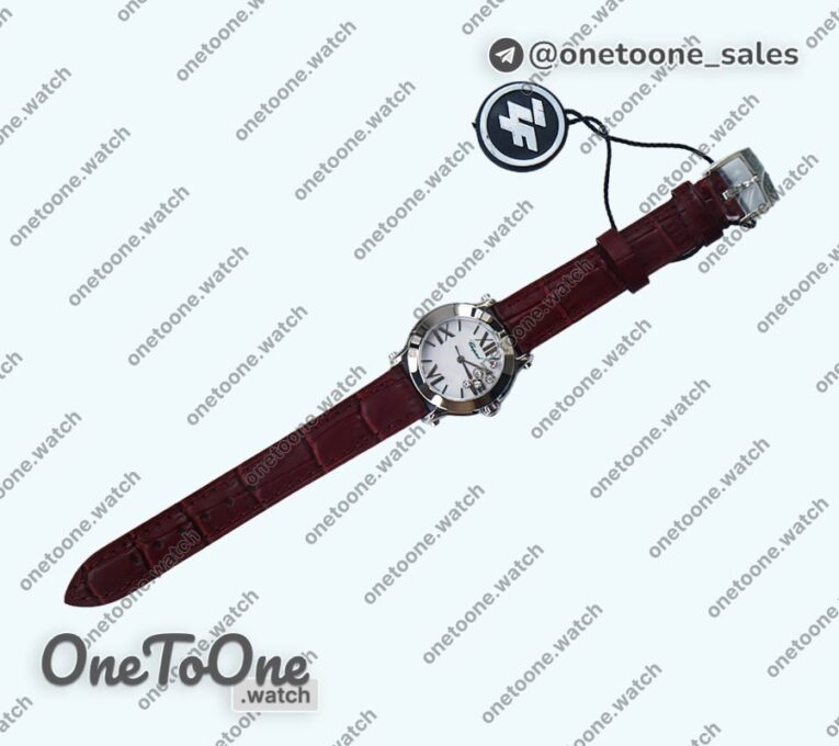 Реплика часов Chopard Happy Sport Mini Stainless steel MOP Dial on Red Leather Strap Swiss ETA 955.112