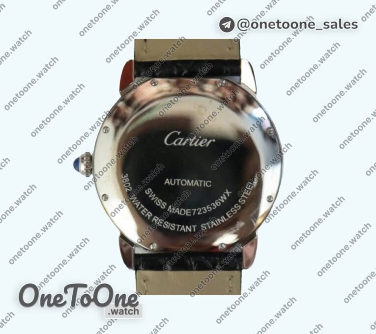 Реплика часов Cartier Ronde Solo de Cartier 42mm Top-tier Копия один в один White Dial on Black Leather Strap MIYOTA 9015