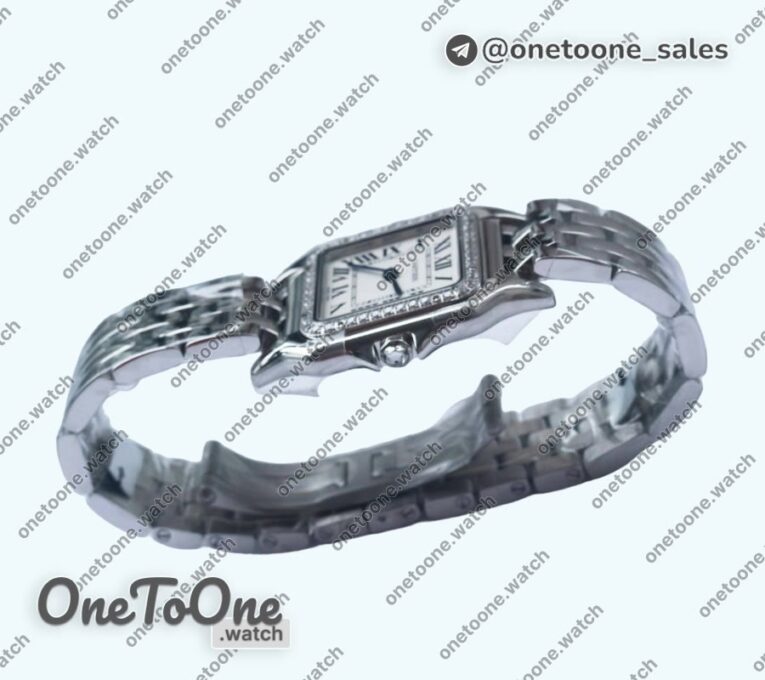 Реплика часов Cartier Panthère Secrete Ladies 27mm Diamond Bezel Stainless steel Top-tier Копия один в один White Dial Stainless steel Bracelet Ronda Quartz
