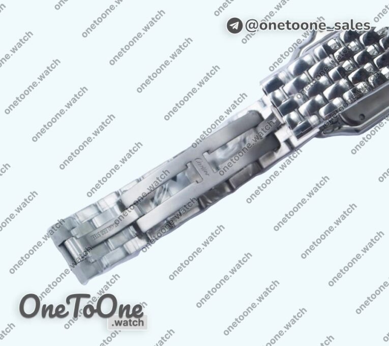 Реплика часов Cartier Panthère Secrete Ladies 27mm Diamond Bezel Stainless steel Top-tier Копия один в один White Dial Stainless steel Bracelet Ronda Quartz