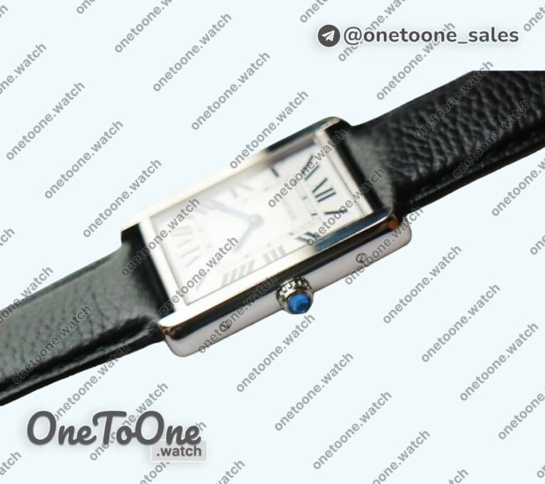Реплика часов Cartier Tank Solo 27.5mm Stainless steel White Dial on Black Leather Strap Ronda Quartz K11F
