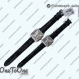 Реплика часов Cartier Santos De Cartier Stainless steel Diamonds Bezel Whtie Dial Leather Swiss Quartz