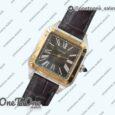 Реплика часов Cartier Santos De Cartier Stainless steel/Yellow gold Black Dial Leather Swiss Quartz