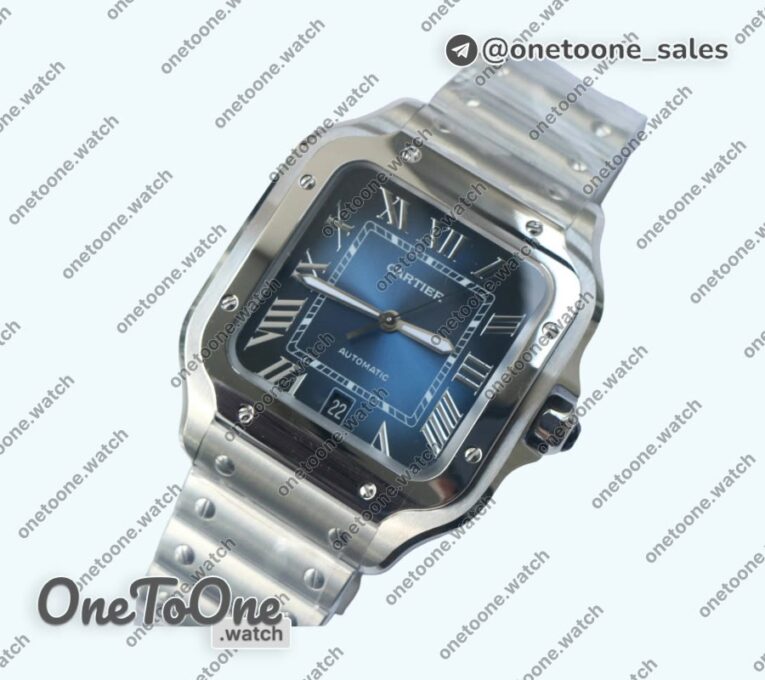 Реплика часов Cartier Santos de Cartier 2018 40mm Stainless steel Top-tier Копия один в один Blue Dial Stainless steel SmartLinks Bracelet MIYOTA 9015