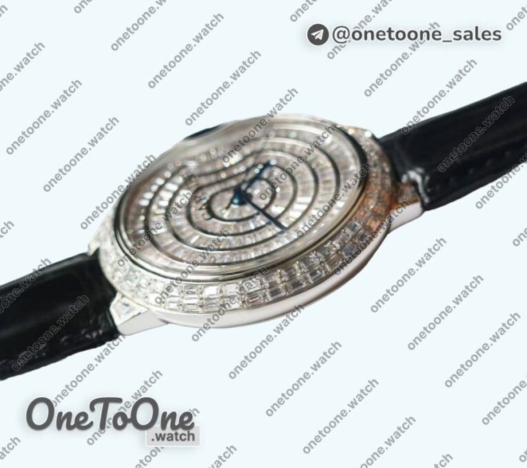 Реплика часов Cartier Ballon Bleu 42mm Stainless steel Diamonds Bezel Diamonds Dial Double Side Crocodile Strap MIYOTA 9015