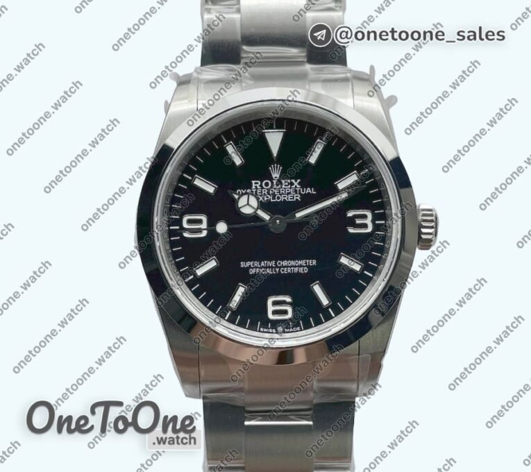 Реплика часов Rolex Explorer 1 124270 36mm 904L Stainless steel/Stainless steel Black Dial Asia 3230