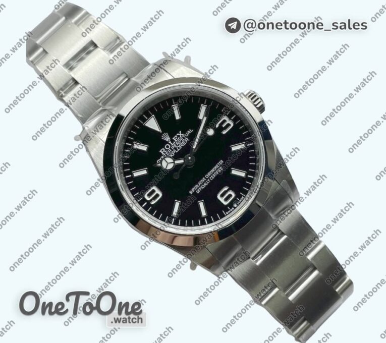 Реплика часов Rolex Explorer 1 124270 36mm 904L Stainless steel/Stainless steel Black Dial Asia 3230