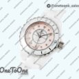 Реплика часов Chanel J12 Ladies 33mm Ceramic Pink MOP Dial Diamonds Marker Bracelet EAST Swiss Qtz