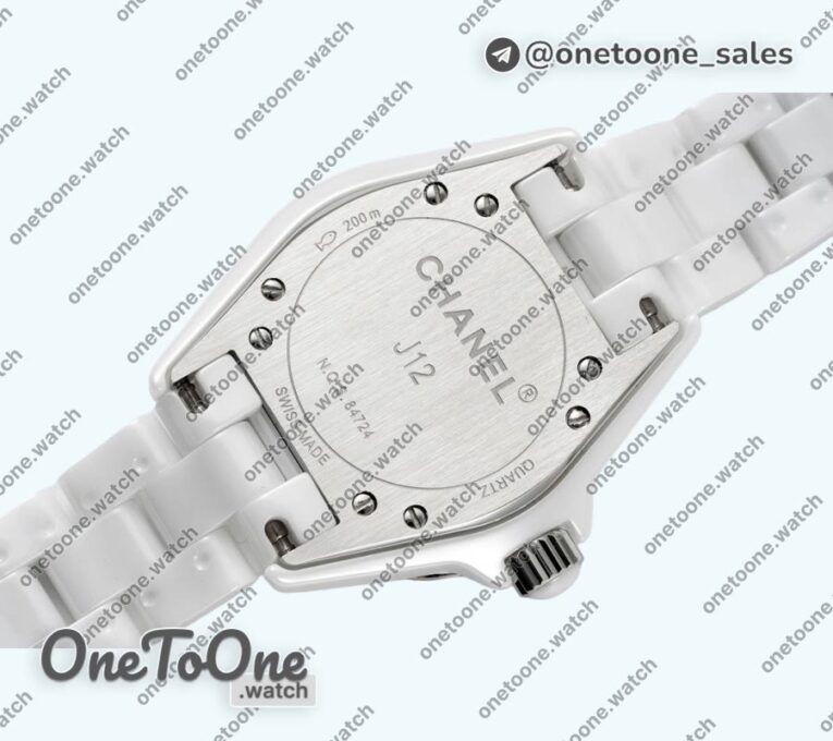 Реплика часов Chanel J12 Ladies 33mm Ceramic White/Grey Dial Bracelet EAST Swiss Qtz