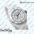 Реплика часов Chanel J12 38mm Ceramic White Dial Diamonds Marker Bracelet