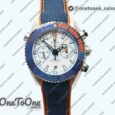 Реплика часов Omega Planet Ocean Master Chronometer Stainless steel Blue/Orange Polished Bezel White Dial Rubber Strap V4