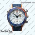 Реплика часов Omega Planet Ocean Master Chronometer Stainless steel Blue/Orange Polished Bezel White Dial Rubber Strap V4