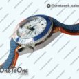 Реплика часов Omega Planet Ocean Master Chronometer Stainless steel Blue/Orange Polished Bezel White Dial Rubber Strap V4