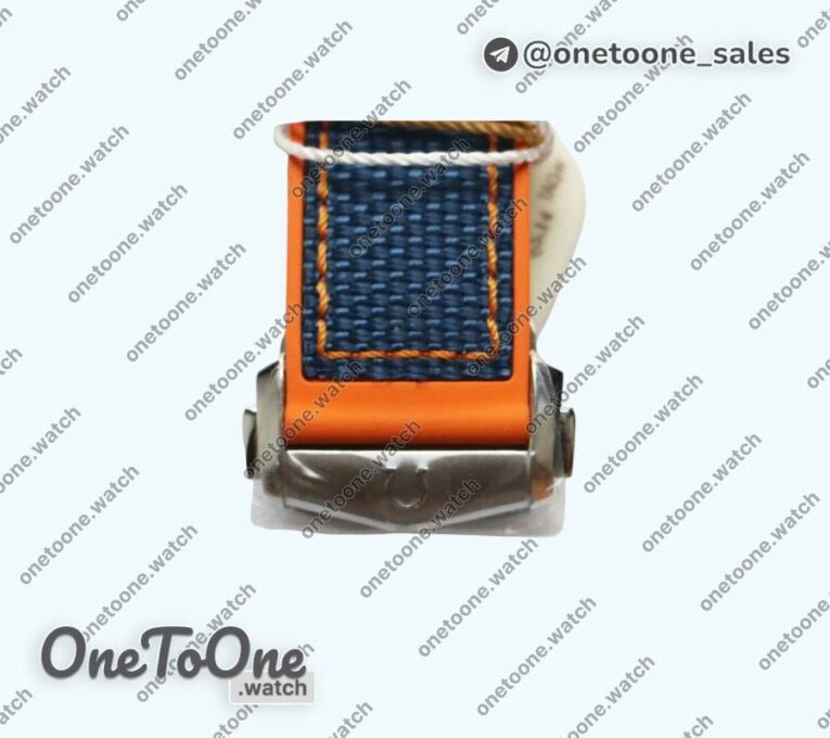 Реплика часов Omega Planet Ocean Master Chronometer Stainless steel Blue/Orange Polished Bezel White Dial Rubber Strap V4