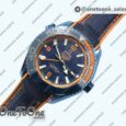 Реплика часов Omega Planet Ocean 45.5mm Big Blue Real Ceramic Top-tier Копия один в один on Blue Rubber Strap
