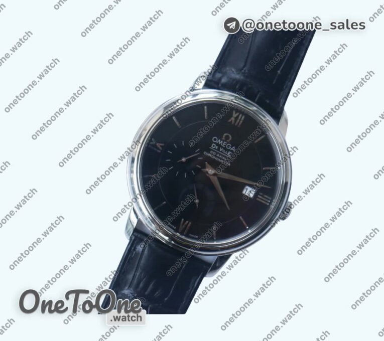 Реплика часов Omega De Ville Prestige Real PR Stainless steel Top-tier Копия один в один Black&White Dial Stainless steel Markers Leather Strap MIYOTA 9015