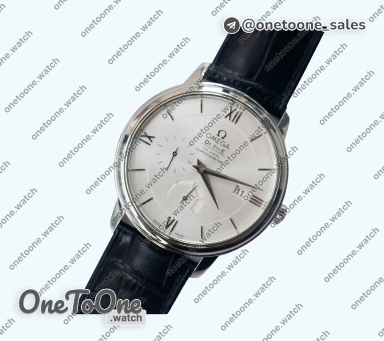 Реплика часов Omega De Ville Prestige Real PR Stainless steel Top-tier Копия один в один Black&White Dial Stainless steel Markers Leather Strap MIYOTA 9015