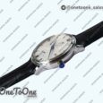 Реплика часов Omega De Ville Prestige Real PR Stainless steel Top-tier Копия один в один White Dial Blue Markers Leather Strap MIYOTA 9015