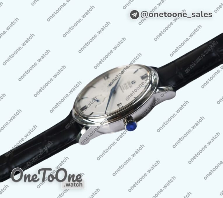 Реплика часов Omega De Ville Prestige Real PR Stainless steel Top-tier Копия один в один White Dial Blue Markers Leather Strap MIYOTA 9015