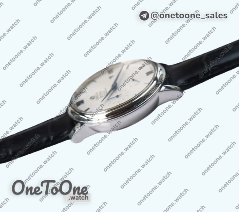 Реплика часов Omega De Ville Prestige Real PR Stainless steel Top-tier Копия один в один White Dial Blue Markers Leather Strap MIYOTA 9015