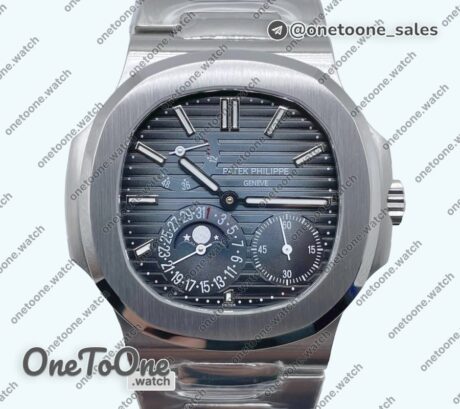 Реплика часов Patek Philippe Nautilus 5712 Rose gold Top-tier Копия один в один Gray Dial on Brown Leather Strap