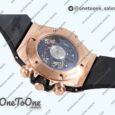 Реплика часов Hublot Hublot Big Bang Unico Rose gold Top-tier Копия один в один Blue Skeleton Dial Blue Rubber Strap