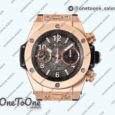 Реплика часов Hublot Hublot Big Bang Unico Rose gold Top-tier Копия один в один Blue Skeleton Dial Black Rubber Strap
