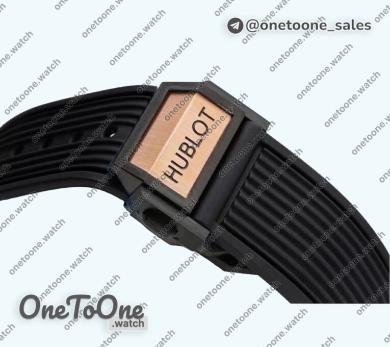 Реплика часов Hublot Hublot Big Bang Unico Rose gold Top-tier Копия один в один Blue Skeleton Dial Black Rubber Strap